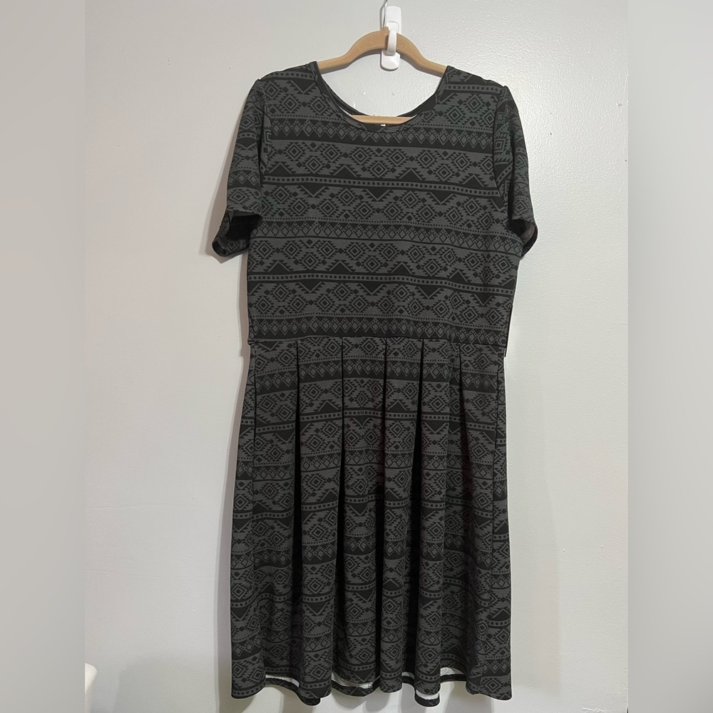 LuLaRoe - Amelia Dress Black and Gray Patterned
